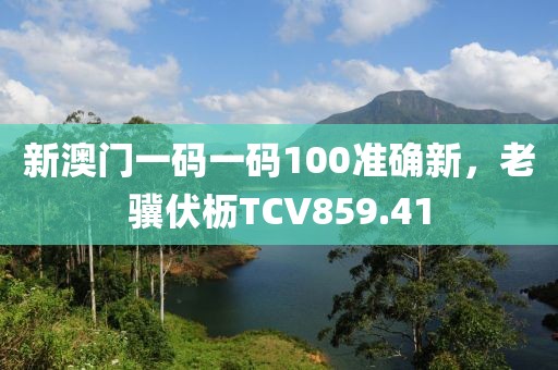 新澳門一碼一碼100準(zhǔn)確新，老驥伏櫪TCV859.41