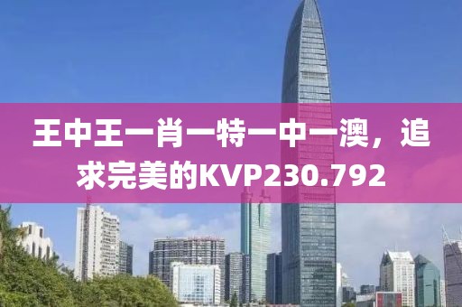 王中王一肖一特一中一澳，追求完美的KVP230.792