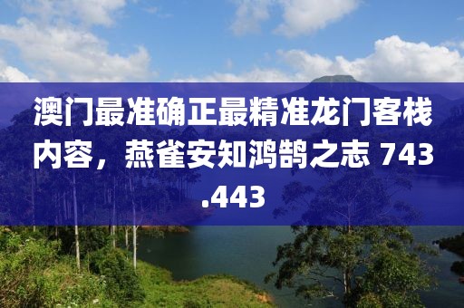 澳門最準確正最精準龍門客棧內(nèi)容，燕雀安知鴻鵠之志 743.443