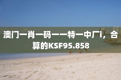 澳門一肖一碼一一特一中廠i，合算的KSF95.858