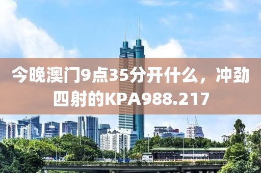 今晚澳門9點35分開什么，沖勁四射的KPA988.217