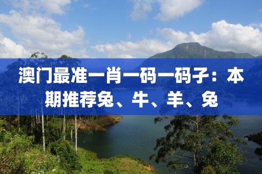 澳門最準(zhǔn)一肖一碼一碼孑：本期推薦兔、牛、羊、兔