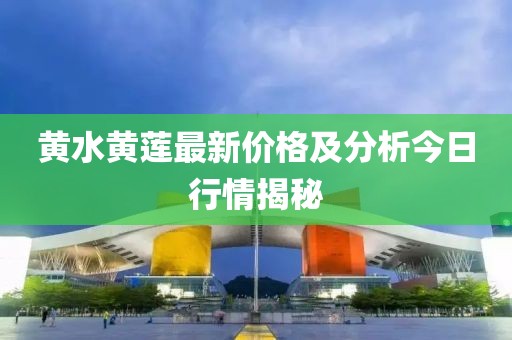 黃水黃蓮最新價格及分析今日行情揭秘