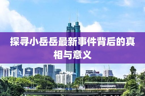 探尋小岳岳最新事件背后的真相與意義