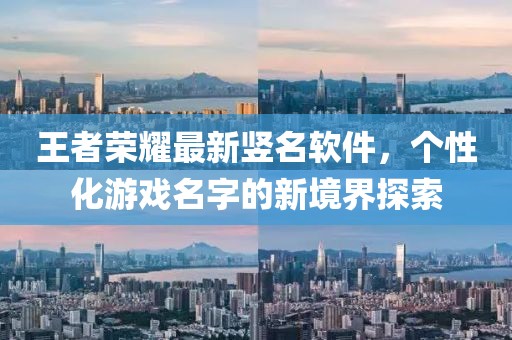 王者榮耀最新豎名軟件，個(gè)性化游戲名字的新境界探索