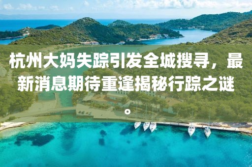 杭州大媽失蹤引發(fā)全城搜尋，最新消息期待重逢揭秘行蹤之謎。