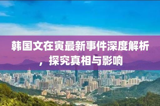 韓國(guó)文在寅最新事件深度解析，探究真相與影響