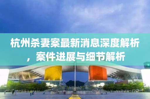 杭州殺妻案最新消息深度解析，案件進展與細節(jié)解析