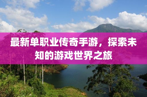 最新單職業(yè)傳奇手游，探索未知的游戲世界之旅