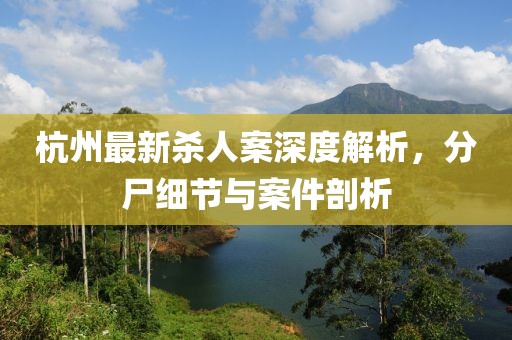 杭州最新殺人案深度解析，分尸細節(jié)與案件剖析