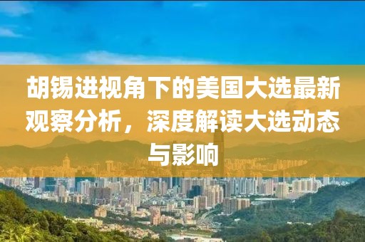 胡錫進視角下的美國大選最新觀察分析，深度解讀大選動態(tài)與影響