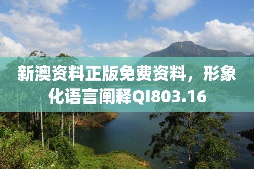 新澳資料正版免費(fèi)資料，形象化語言闡釋QI803.16