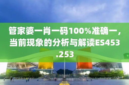 管家婆一肖一碼100%準(zhǔn)確一，當(dāng)前現(xiàn)象的分析與解讀ES453.253