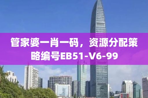 管家婆一肖一碼，資源分配策略編號(hào)EB51-V6-99