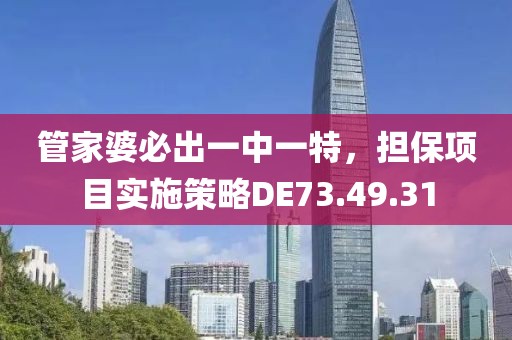 管家婆必出一中一特，擔(dān)保項目實施策略DE73.49.31