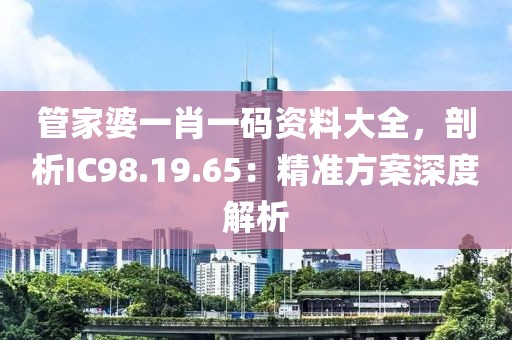 管家婆一肖一碼資料大全，剖析IC98.19.65：精準(zhǔn)方案深度解析