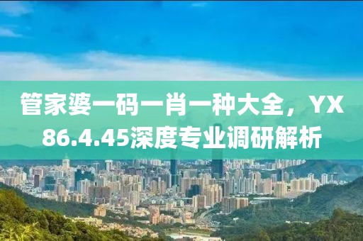 管家婆一碼一肖一種大全，YX86.4.45深度專業(yè)調(diào)研解析